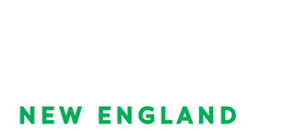 Naturally New England logo in white and green